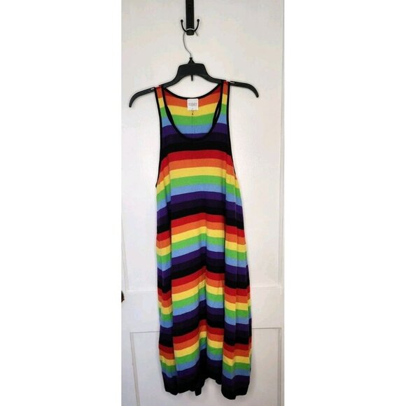 Sz Large 100% Cashmere Madeleine Thompson Rainbow Colorful Racerback Tank Dress - Picture 1 of 4